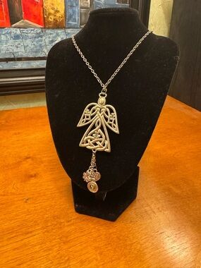 Silver Angel Celtic Charms Pendant 28” Necklace - Women's Jewelry